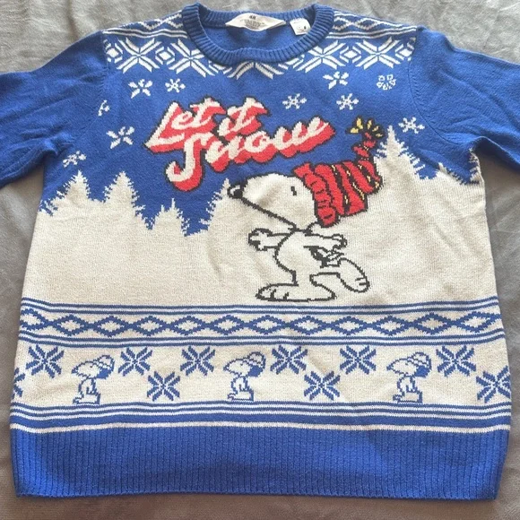H&M Blue and White Snoopy Holiday Sweater - Picture 4 of 7